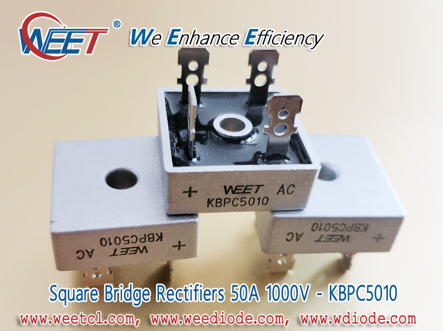 WEET KBPC5010 Rectification Bridge 50A 1000V 5010 Square Single Phase Square Flat Foot Rectifier